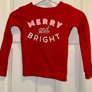 Carter’s - Merry and Bright Thermal Longsleeve PJ Top - EUC Christmas Holiday